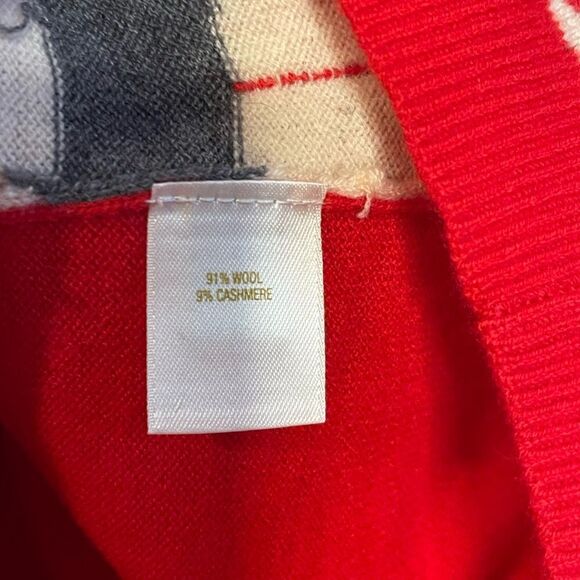 Kate Spade Red Abstract/Geometric Cardigan Wool/Cashmere 3/4 Sleeves | SZ XXS - Picture 7 of 9